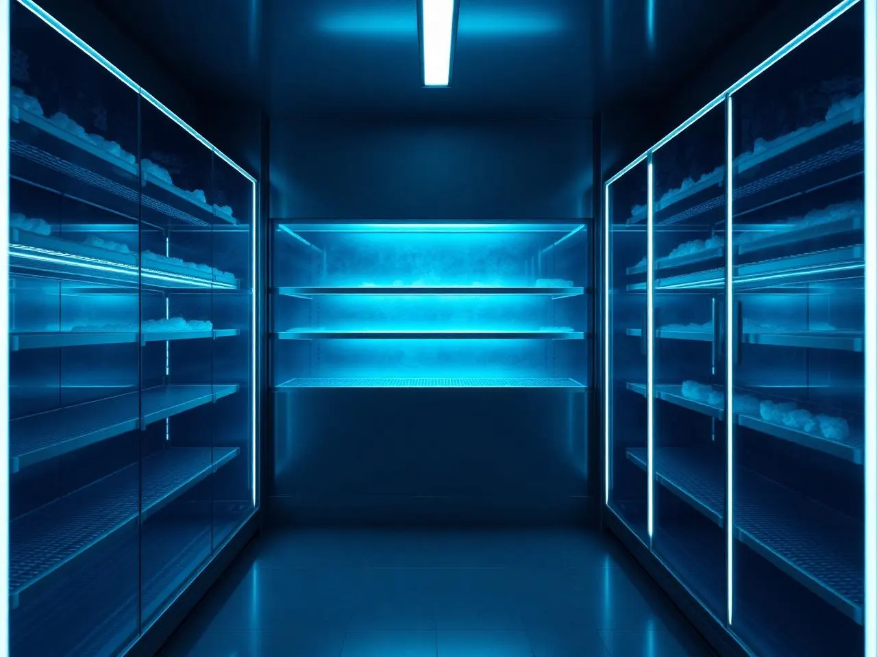 Commercial cool room with chilled shelving